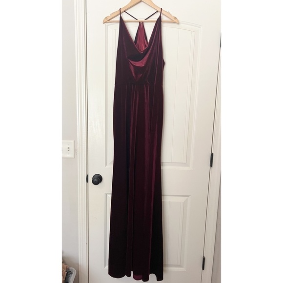 Jenny Yoo Collection Sullivan Velvet Dress Dark Berry - Picture 2 of 8